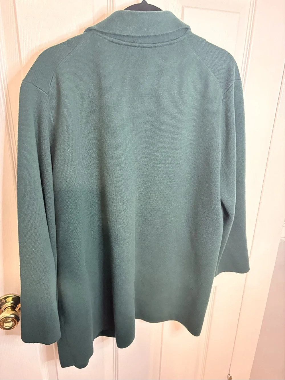 J.Crew Green Knit Sweater Blazer Open Front Patch Pockets Estimated XL